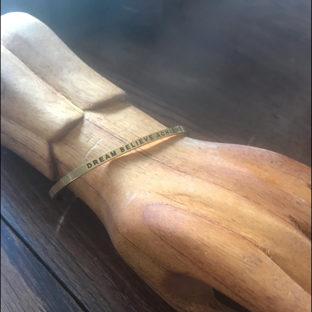 Cuff bracelet Gold overlay DREAM BELIEVE ACHIEVE
